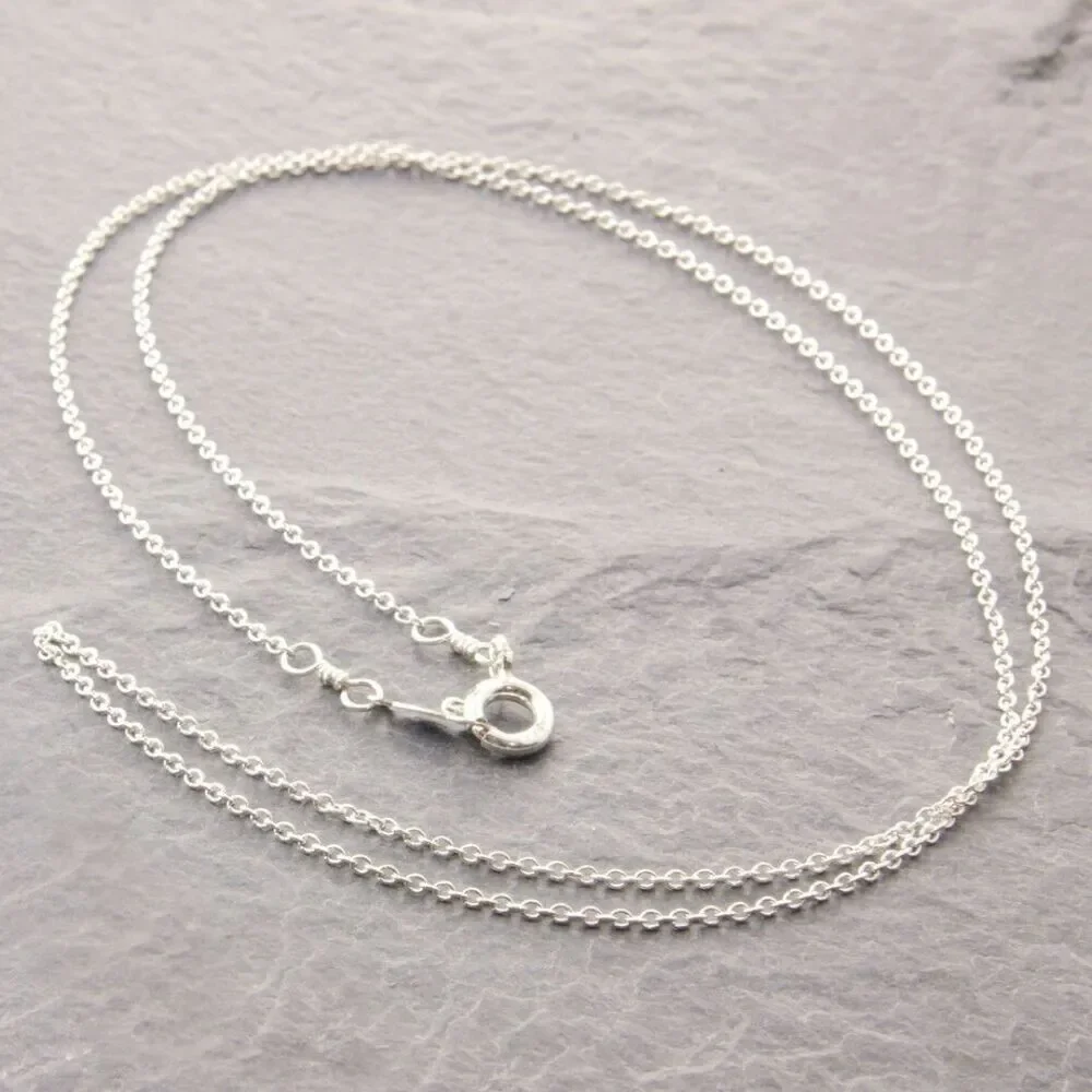 14” Sterling Silver Dainty Necklace (#6-28-1sd-sp) by Megu's Attic